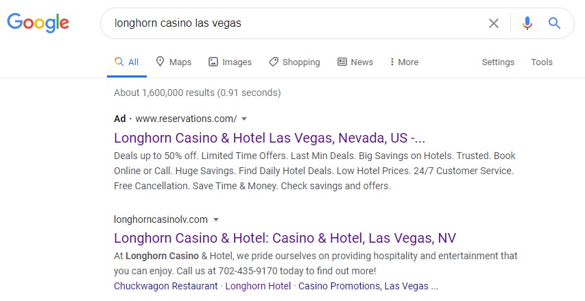 Longhorn hotel - Las Vegas
