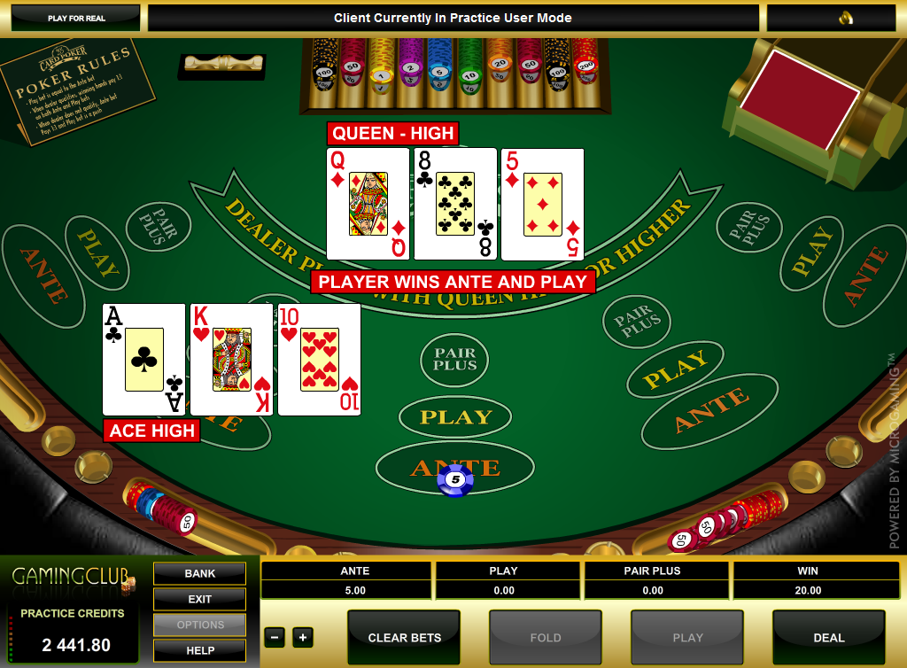 3 card poker game online