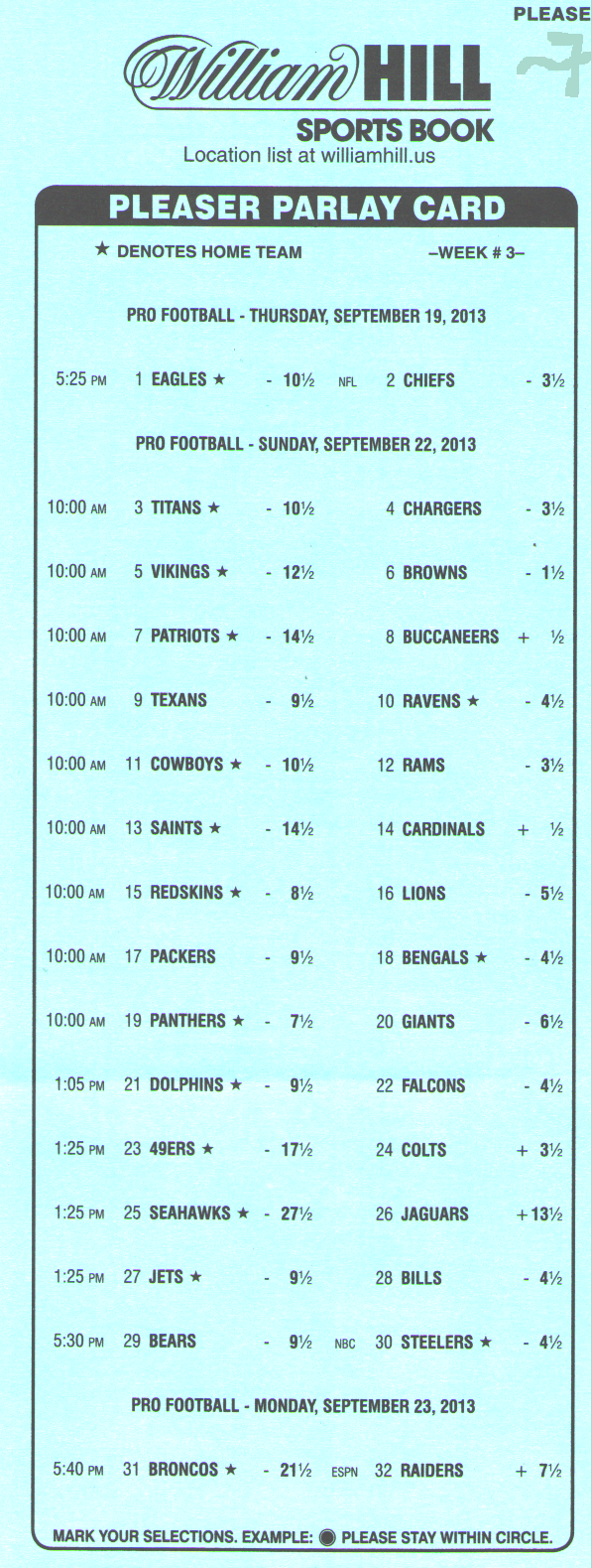 Pleaser bets in the NFL Intended For Football Betting Card Template