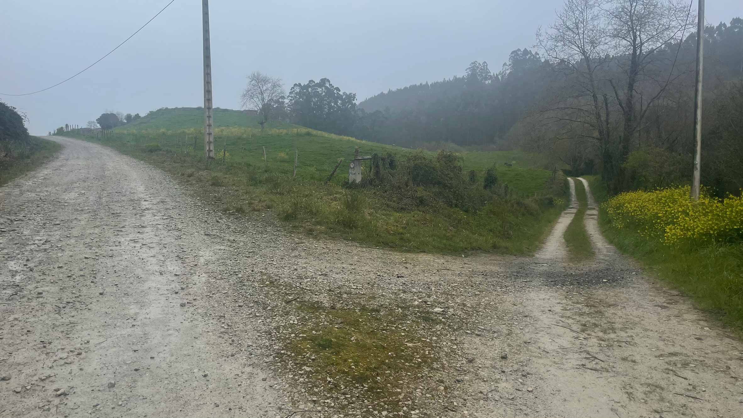 Camino junction, poorly marked