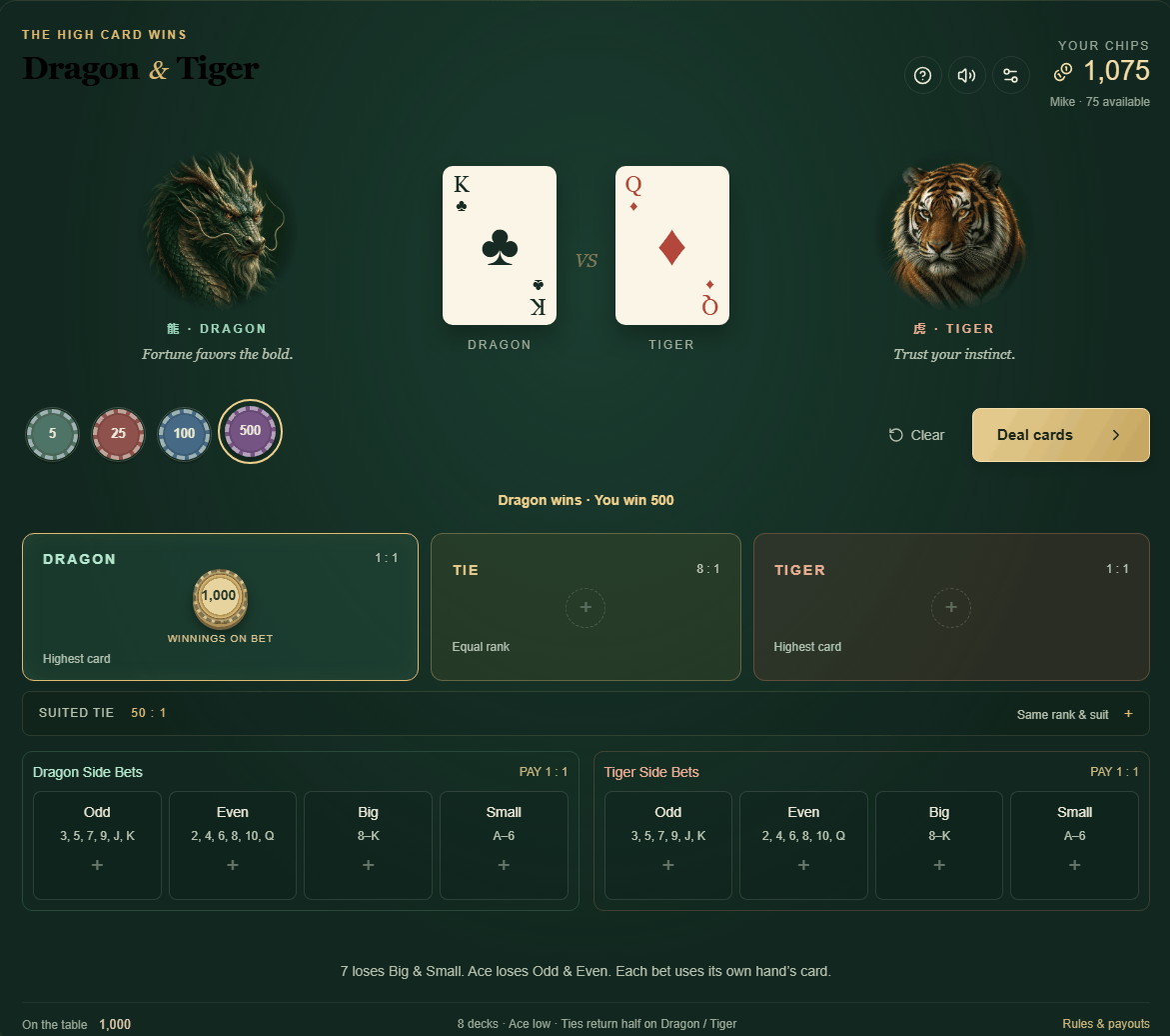 online dragon tiger