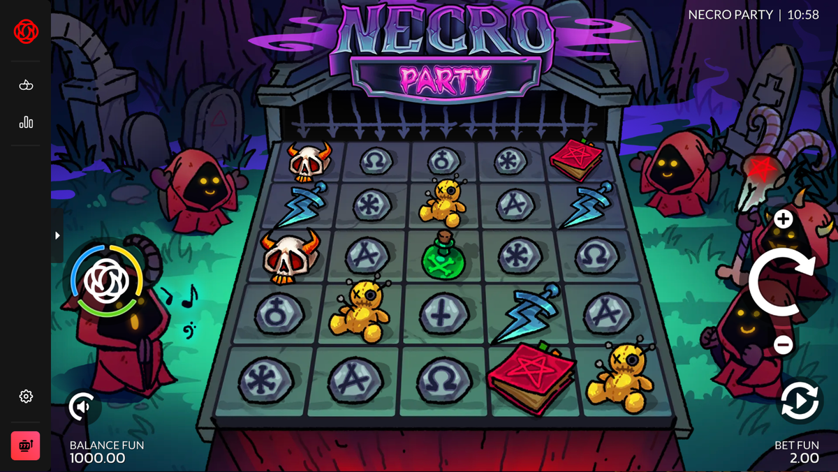 Necro Party five-by-five game board by 7Rings Gaming.