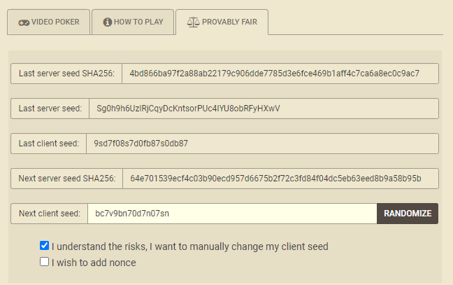 Video Poker (Encrypted Version)