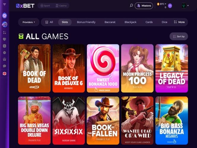 0xBet Casino Screenshot