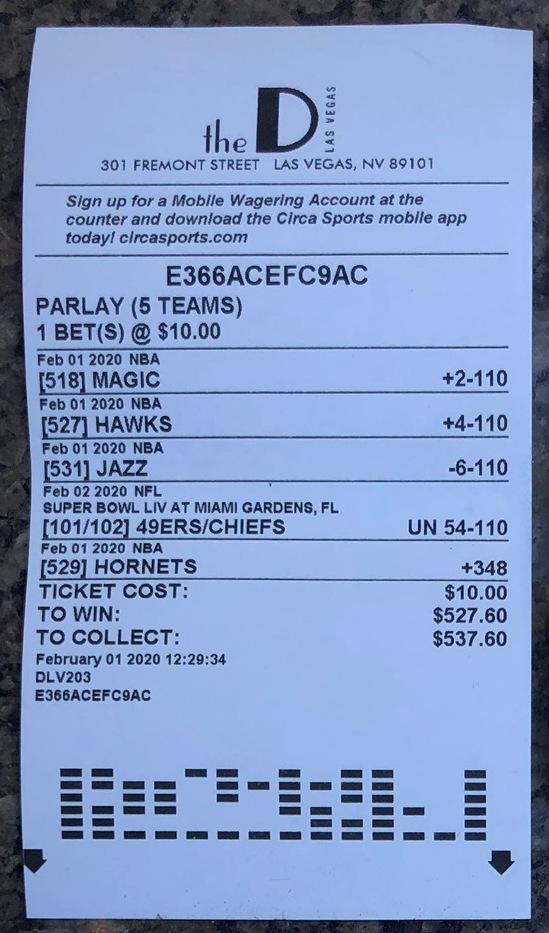 sports betting parlay card