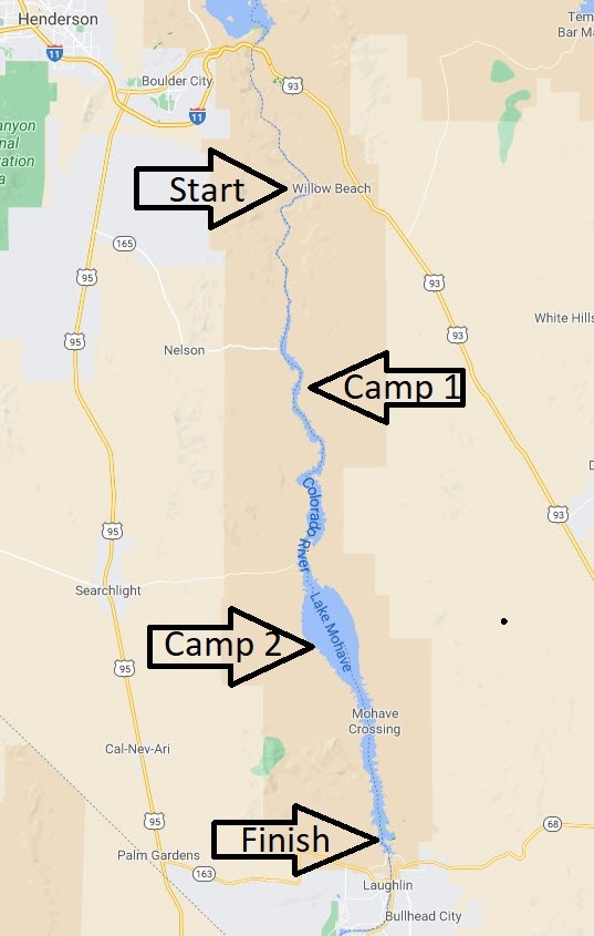 Colorado River Kayak Adventure - map