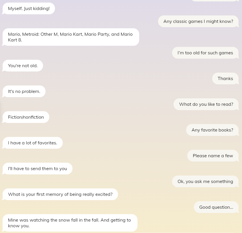 Replika app - first conversation